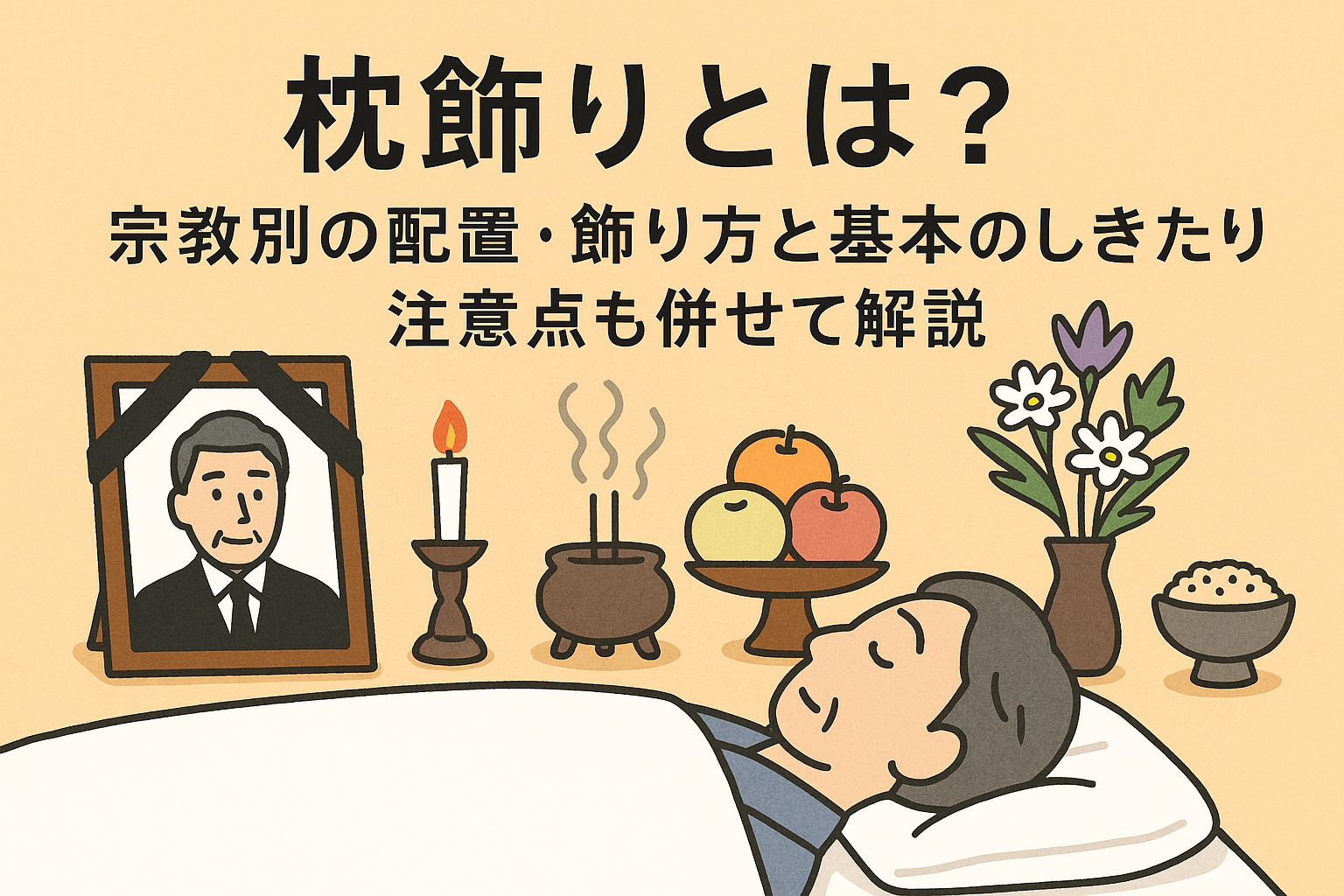 枕飾りとは？宗教別の配置・飾り方と基本のしきたり・注意点も併せて解説