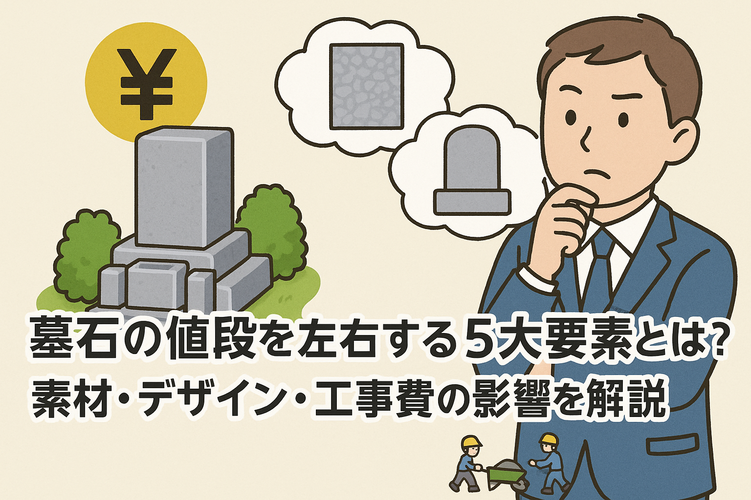 お墓の値段を左右する5大要素とは？素材・デザイン・工事費の影響を解説