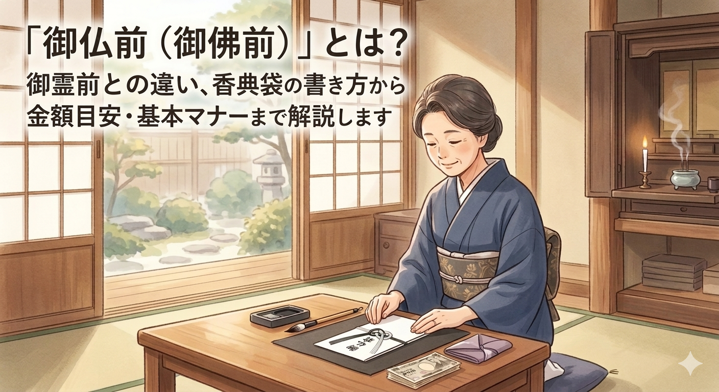 「御仏前（御佛前）」とは？御霊前との違い、香典袋の書き方から金額目安・基本マナーまで解説します